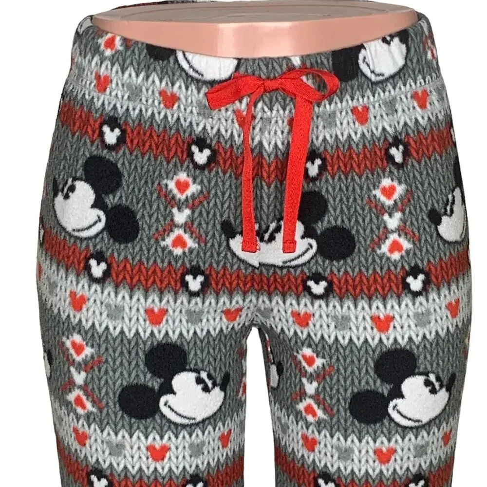 Disney Cuffed Joggers Pajama Pants Gray Black And Red Size S Drawstring - Picture 7 of 10